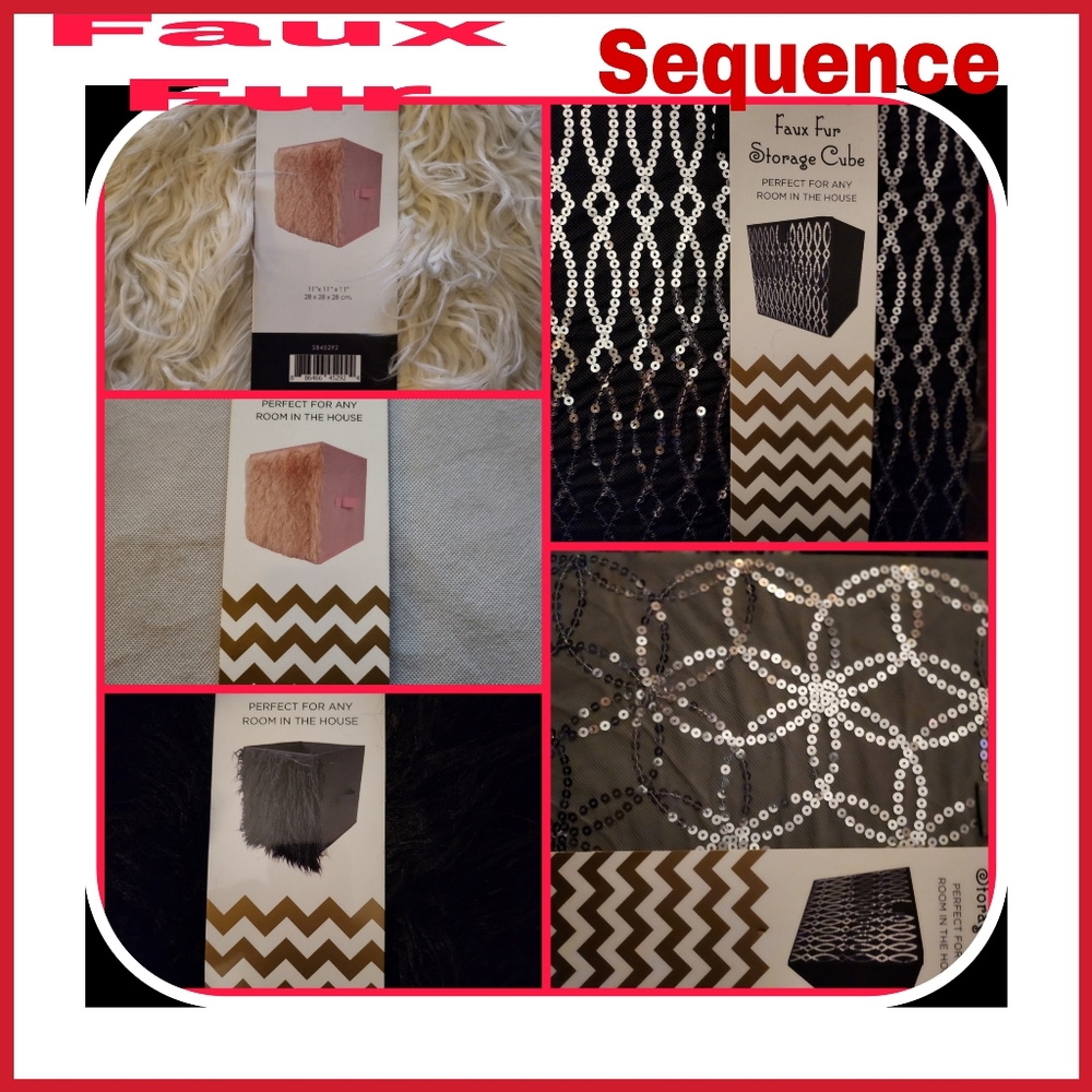 Storage~Sequin/Faux Fur Storage Cube, By Home Basics~NEW~Variety Of Choices